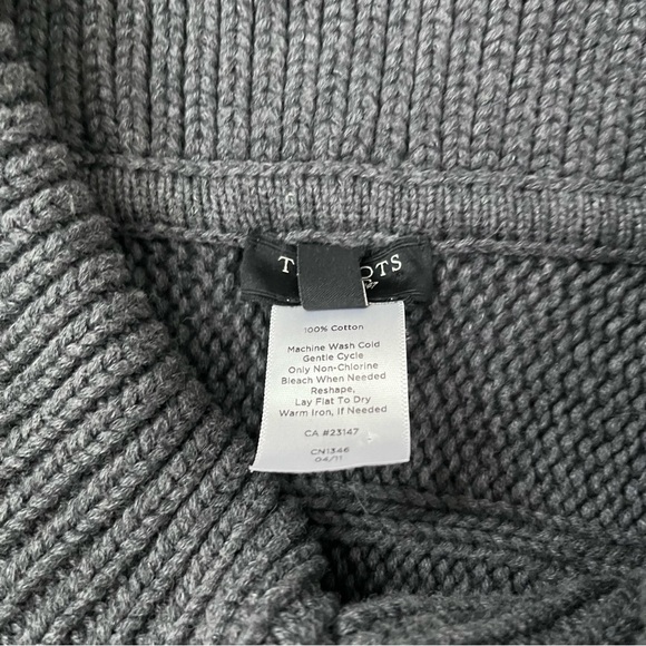 Talbots Petite Medium Gray Cable Knit Chunky Cardigan Sweater Short Sleeve Shawl - Picture 7 of 8
